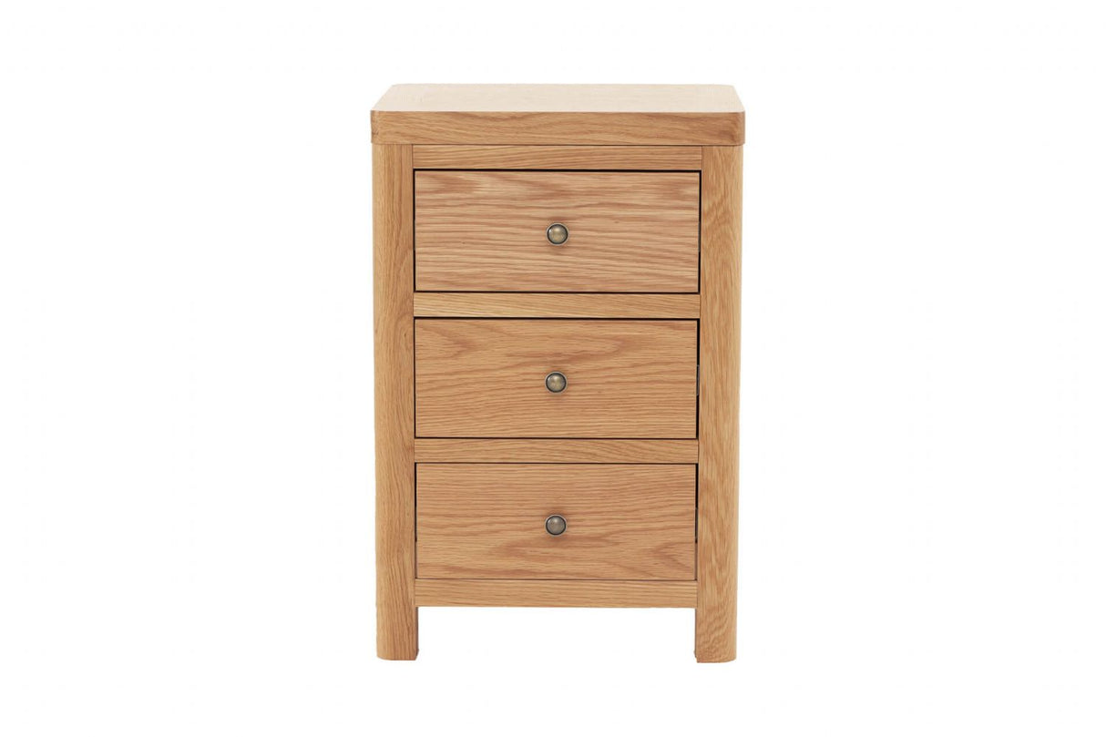 Natural Oak 3 Drawer Bedside Table