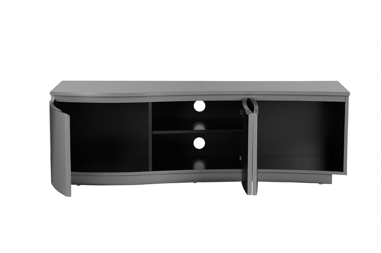 Large Graphite Grey Glass Top TV Media Cabinet with LED