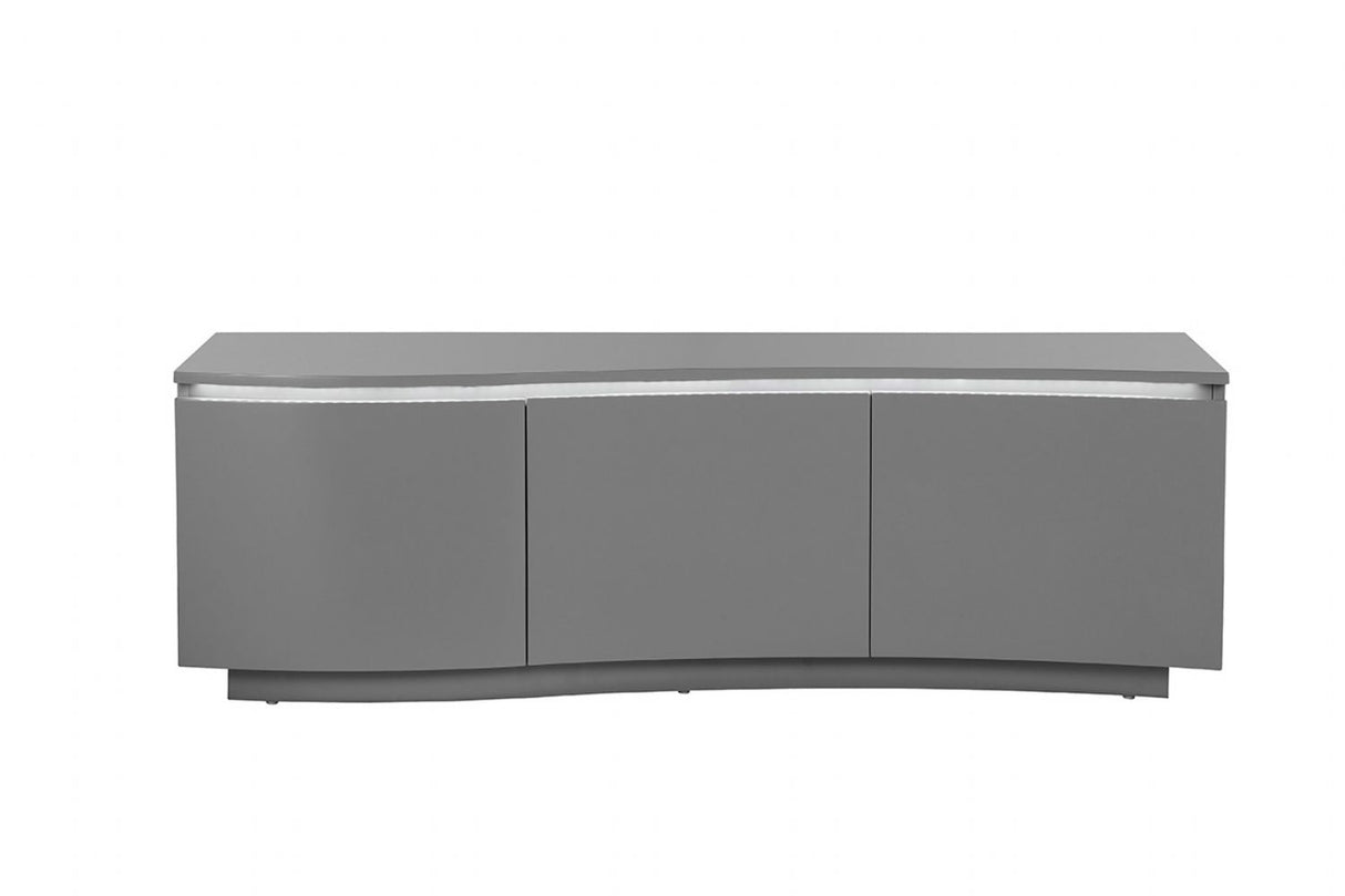 Large Graphite Grey Glass Top TV Media Cabinet with LED