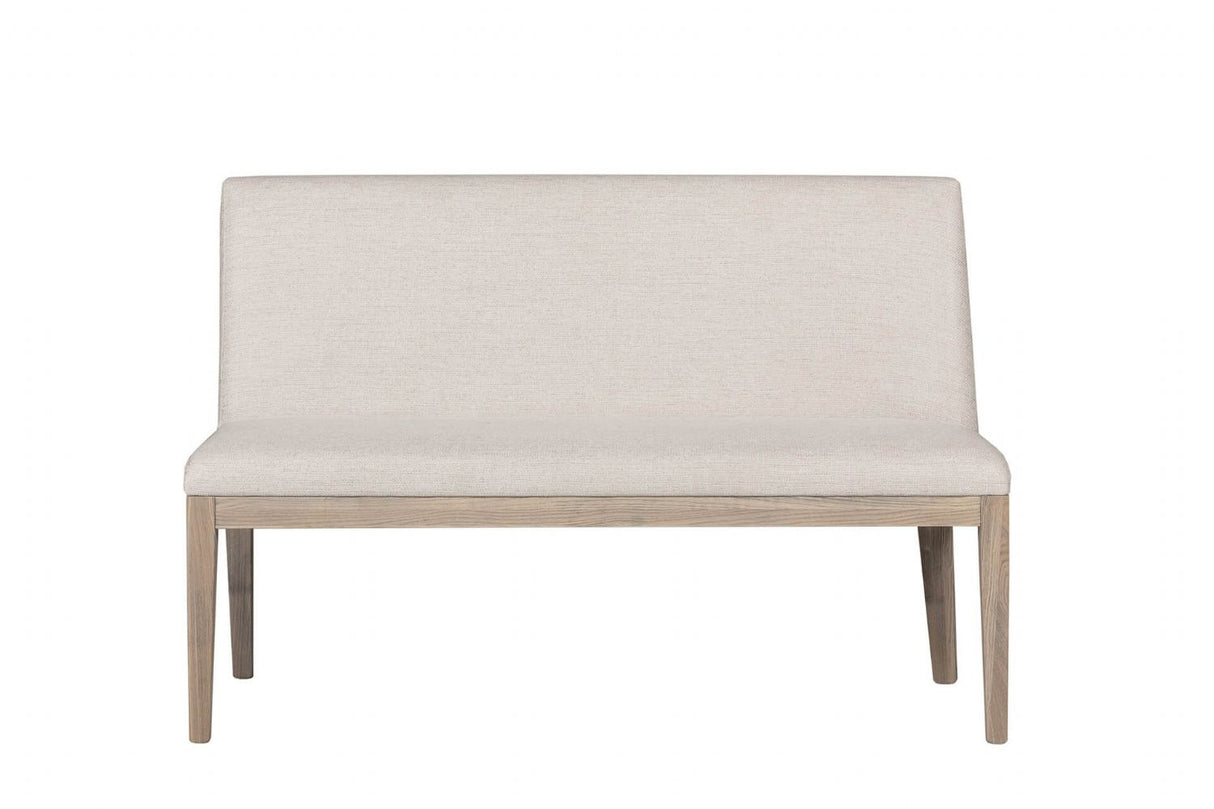 Natural Fabric Short Dining Bench Solid Oak Legs
