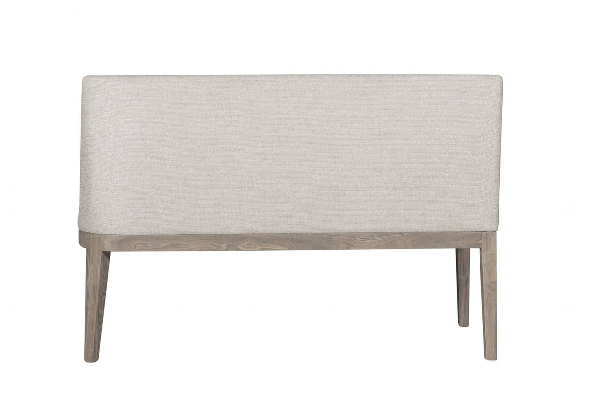 Natural Fabric Short Dining Bench Solid Oak Legs
