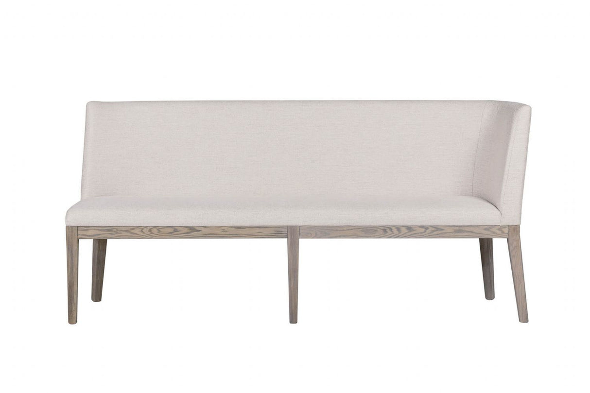 Natural Fabric Long Corner Dining Bench with Oak Legs