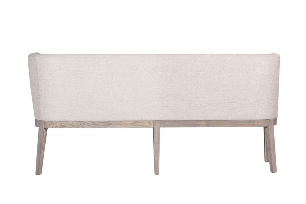 Natural Fabric Long Corner Dining Bench with Oak Legs