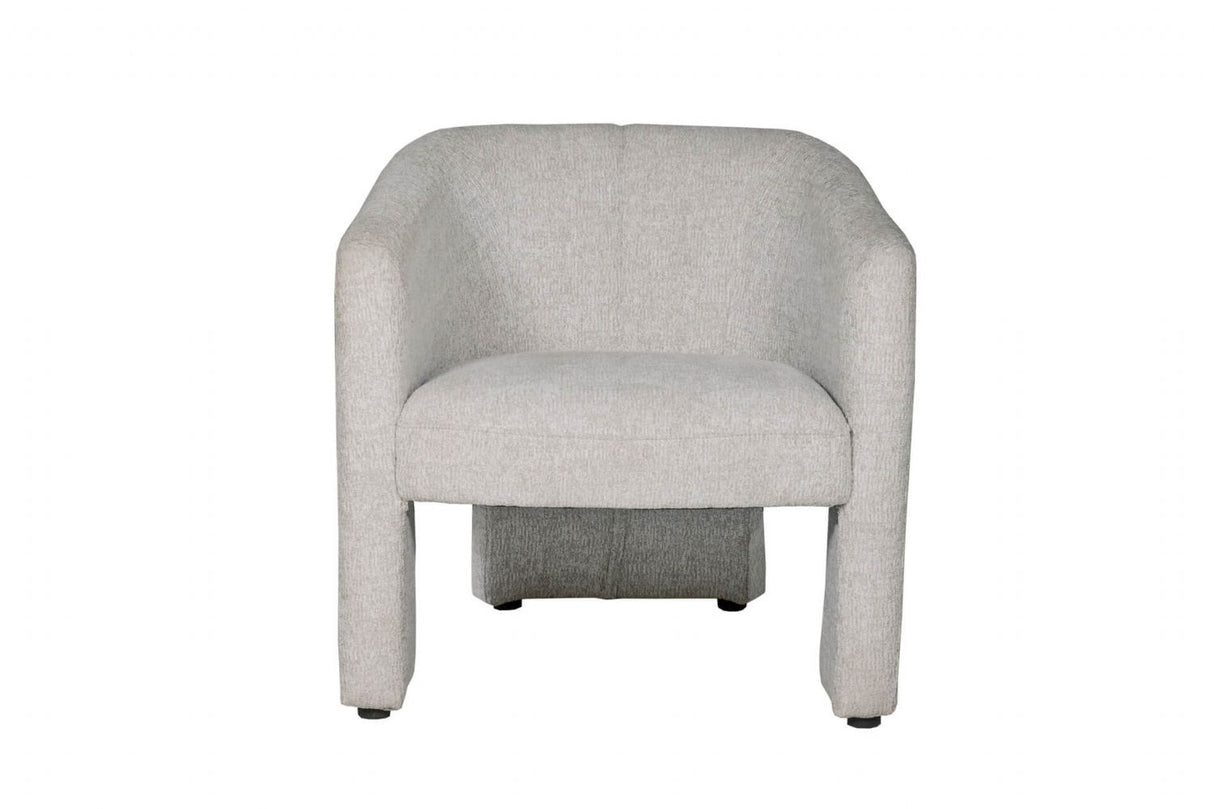 Light Grey Fabric Upholstered Curved Accent Chair