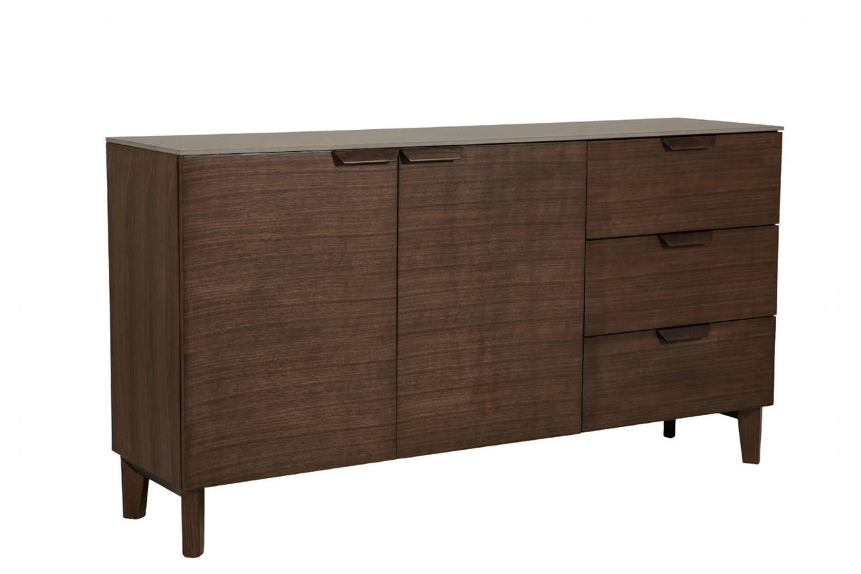 Latte Walnut Large Sideboard with 2 Doors 3 Drawers