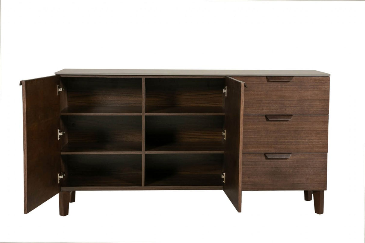Latte Walnut Large Sideboard with 2 Doors 3 Drawers