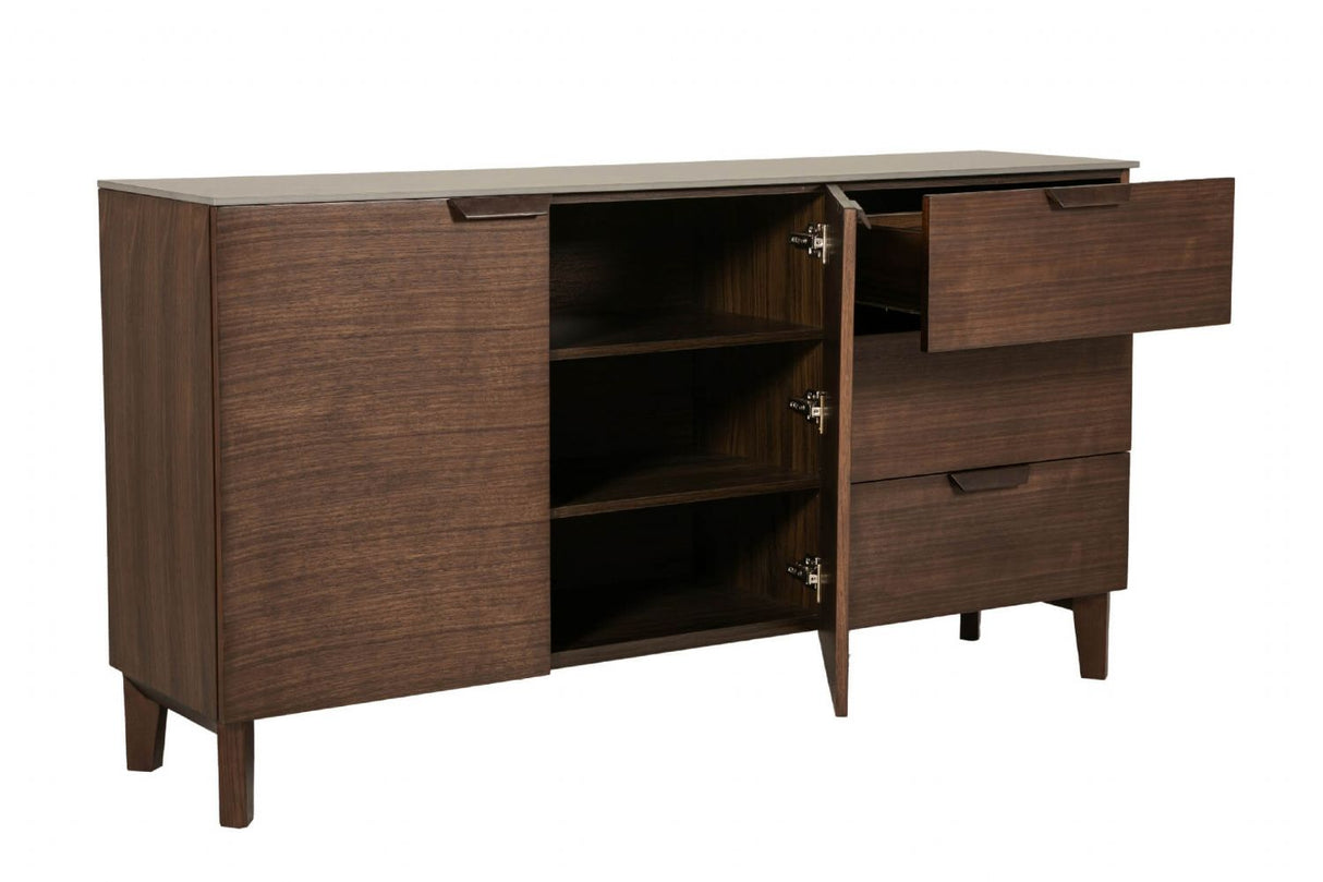 Latte Walnut Large Sideboard with 2 Doors 3 Drawers