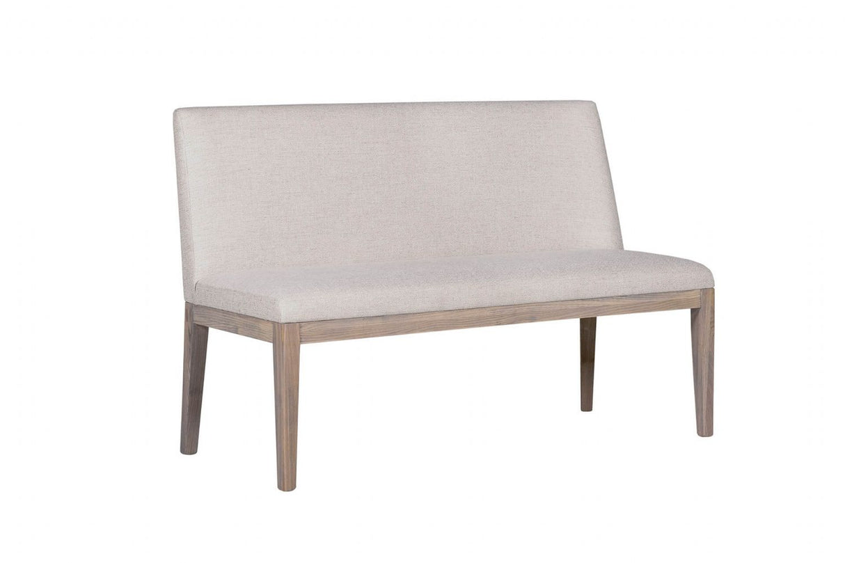 Natural Fabric Short Dining Bench Solid Oak Legs