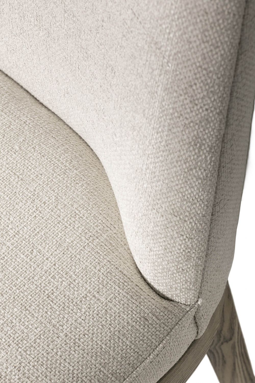 Natural Fabric Short Dining Bench Solid Oak Legs