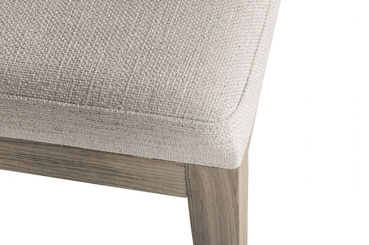 Natural Fabric Short Dining Bench Solid Oak Legs