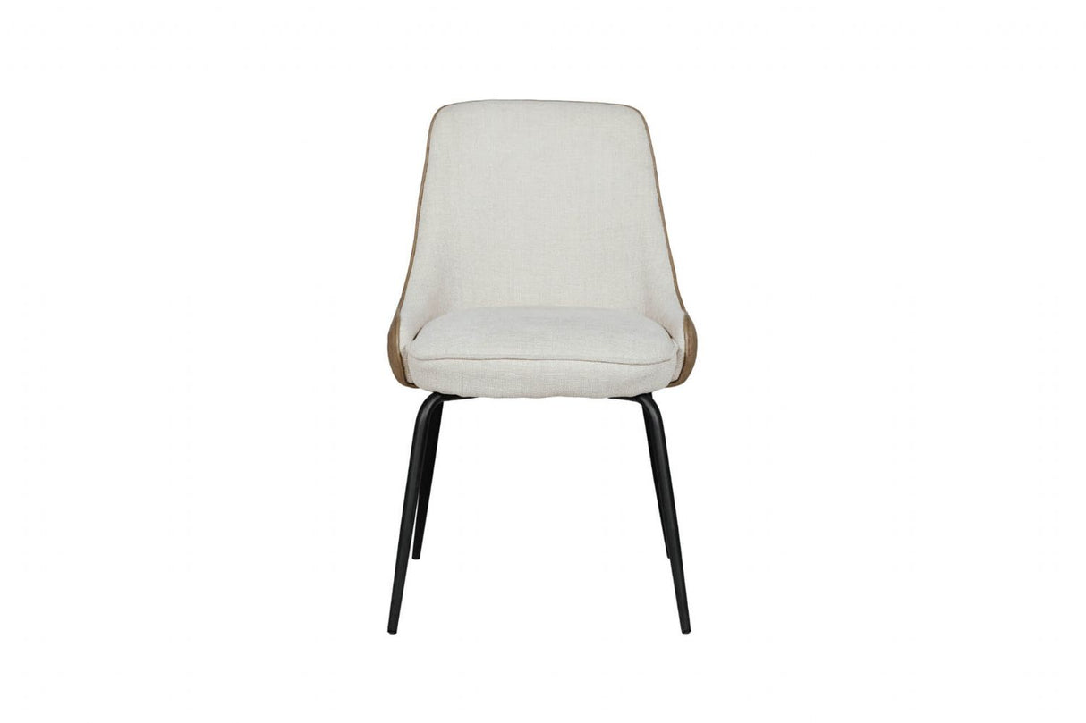 Biscuit Leather Effect and Fabric Dining Chair Metal Legs