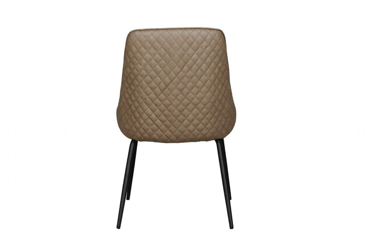 Biscuit Leather Effect and Fabric Dining Chair Metal Legs