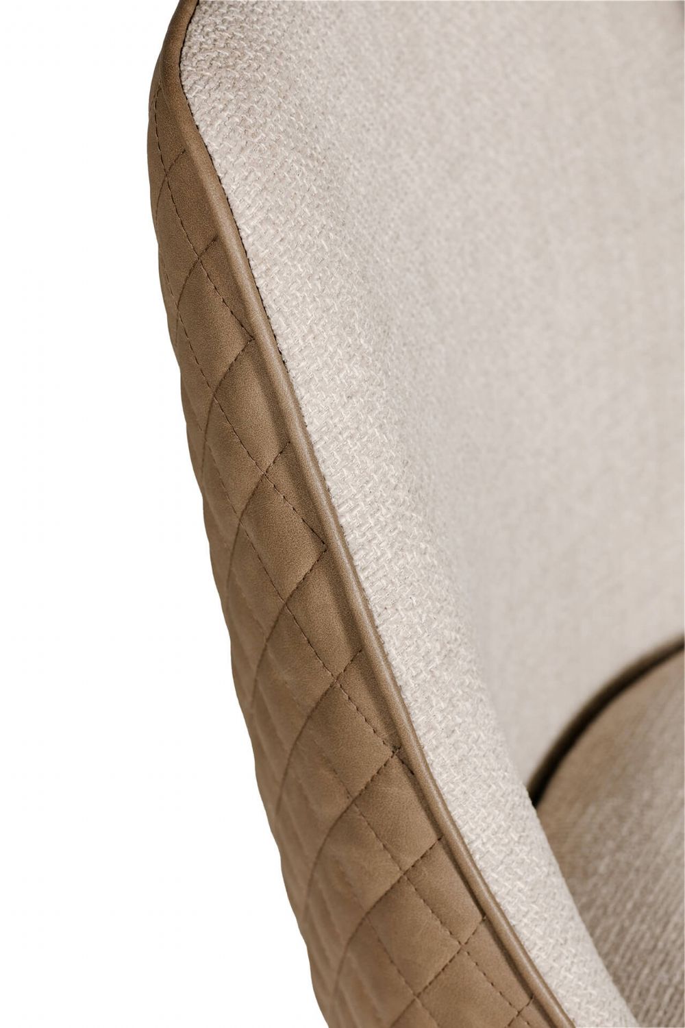 Biscuit Leather Effect and Fabric Dining Chair Metal Legs