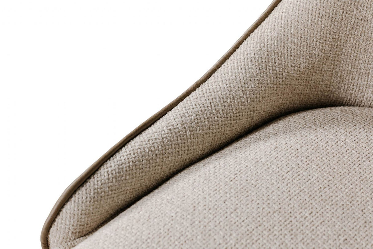 Biscuit Leather Effect and Fabric Dining Chair Metal Legs