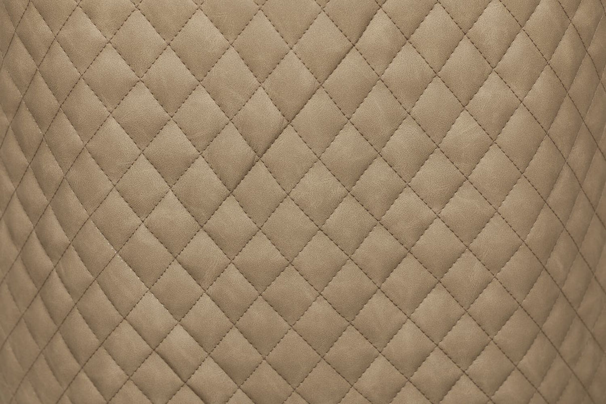 Biscuit Leather Effect and Fabric Dining Chair Metal Legs