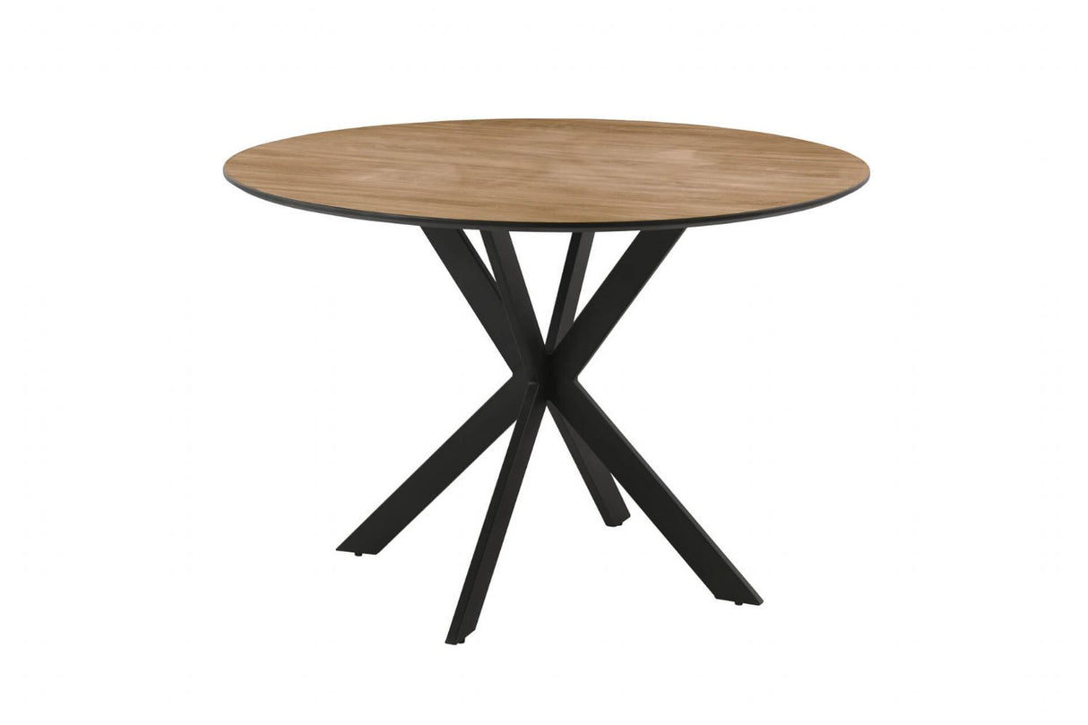 Oak Marble Effect Round Crossleg Small Dining Table 110cm