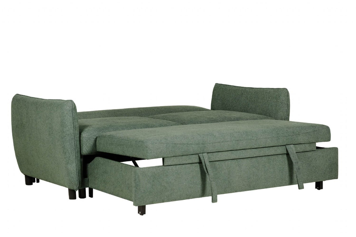 Green Fabric Pull Out Sofa Bed