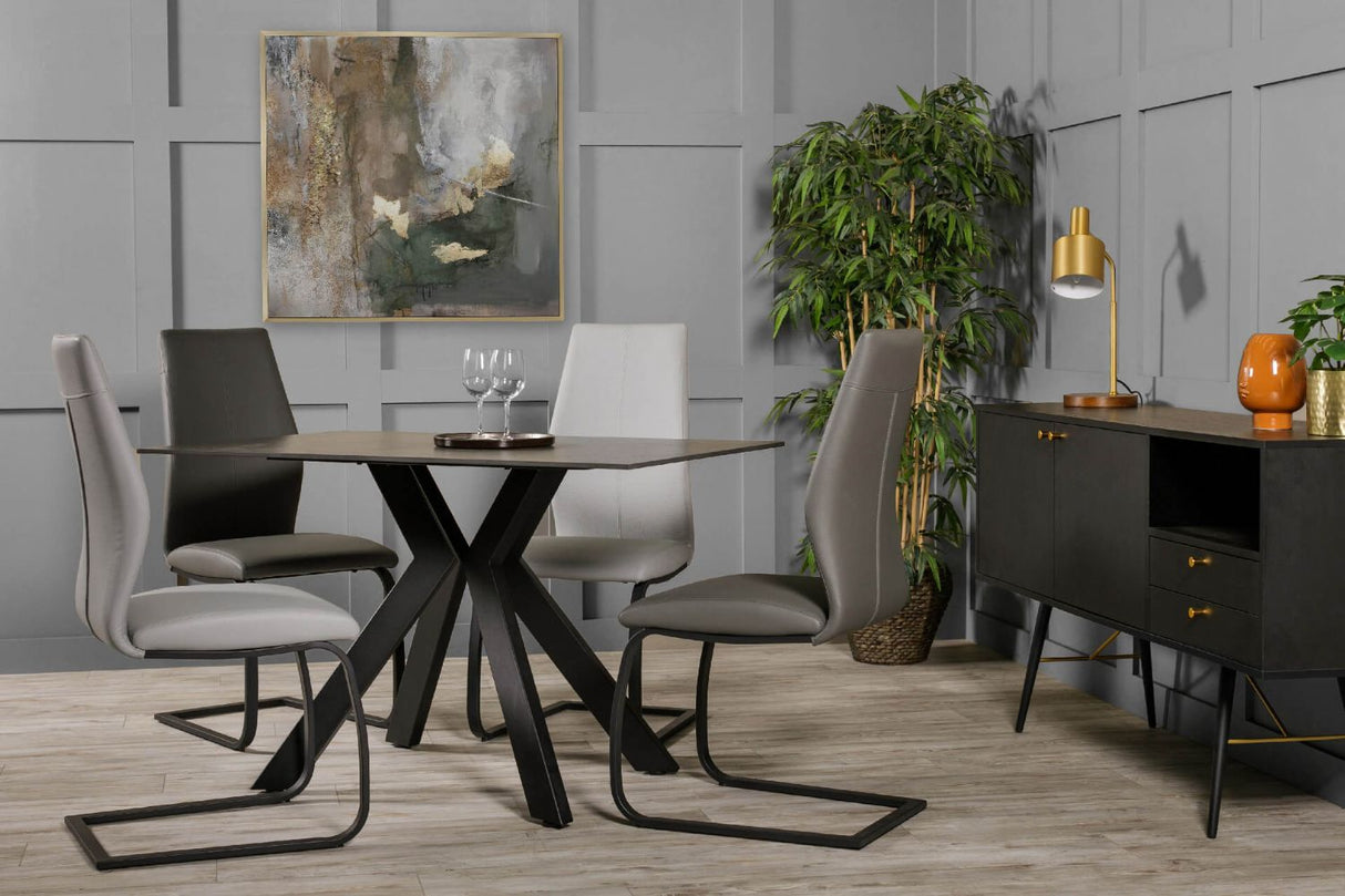 Black Sintered Stone Rectangular Heat Scratch Resistant Dining Table