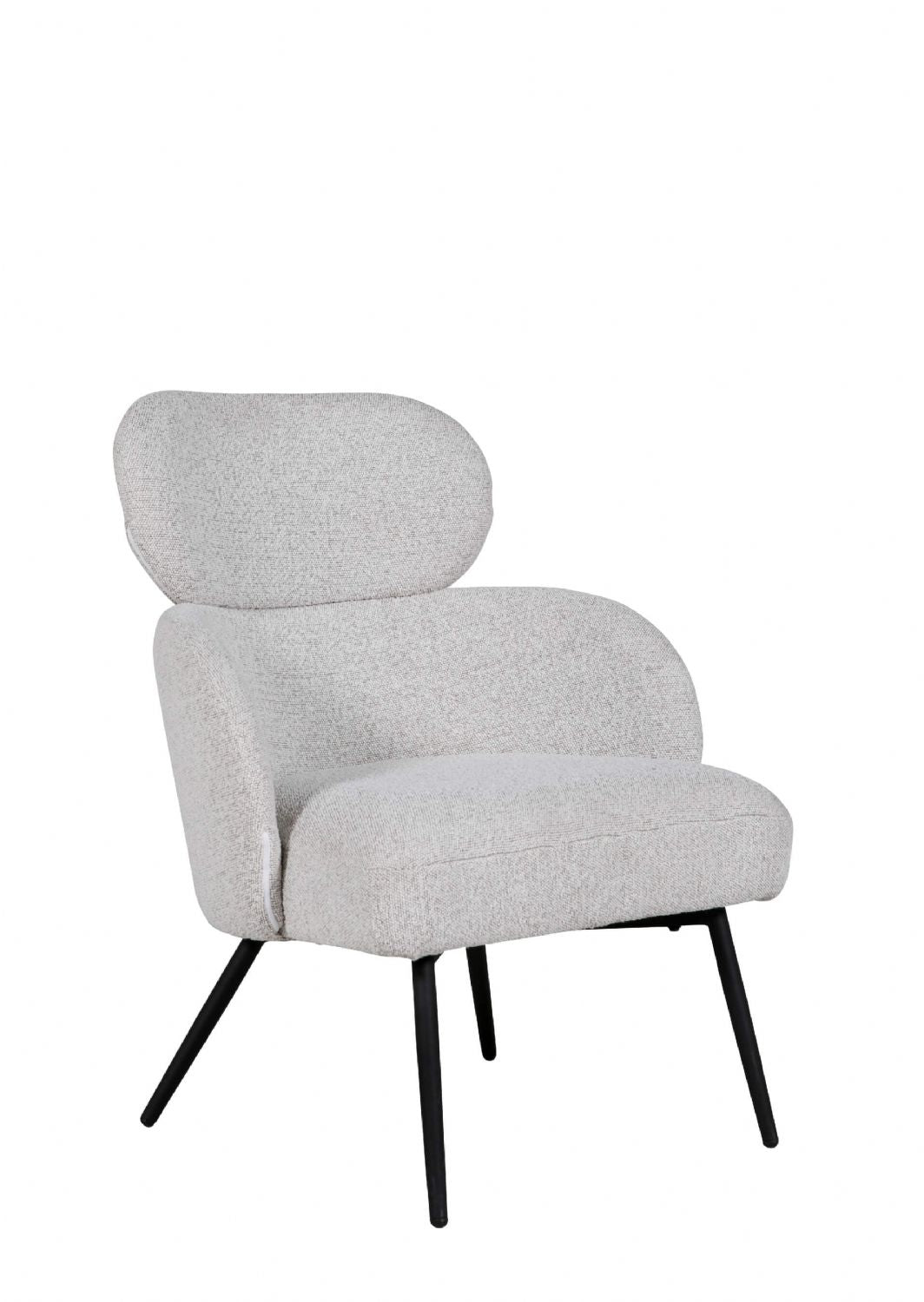 Ivory Boucle Fabric Accent Chair with Sleek Black Legs