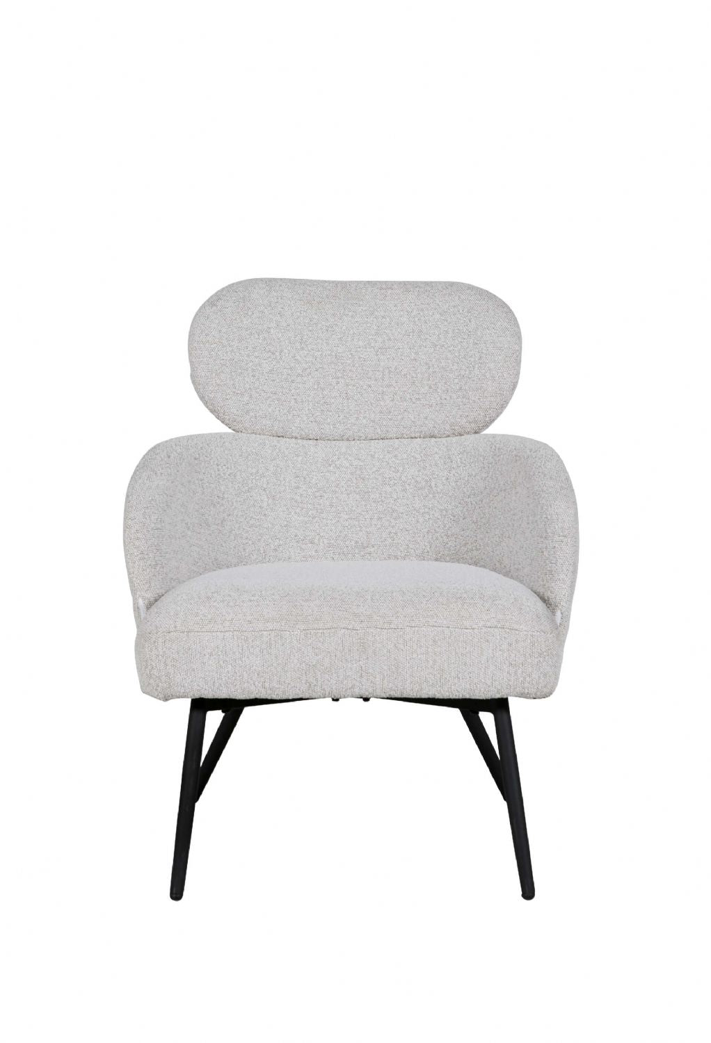Ivory Boucle Fabric Accent Chair with Sleek Black Legs
