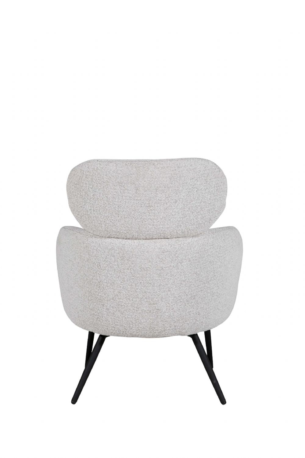 Ivory Boucle Fabric Accent Chair with Sleek Black Legs