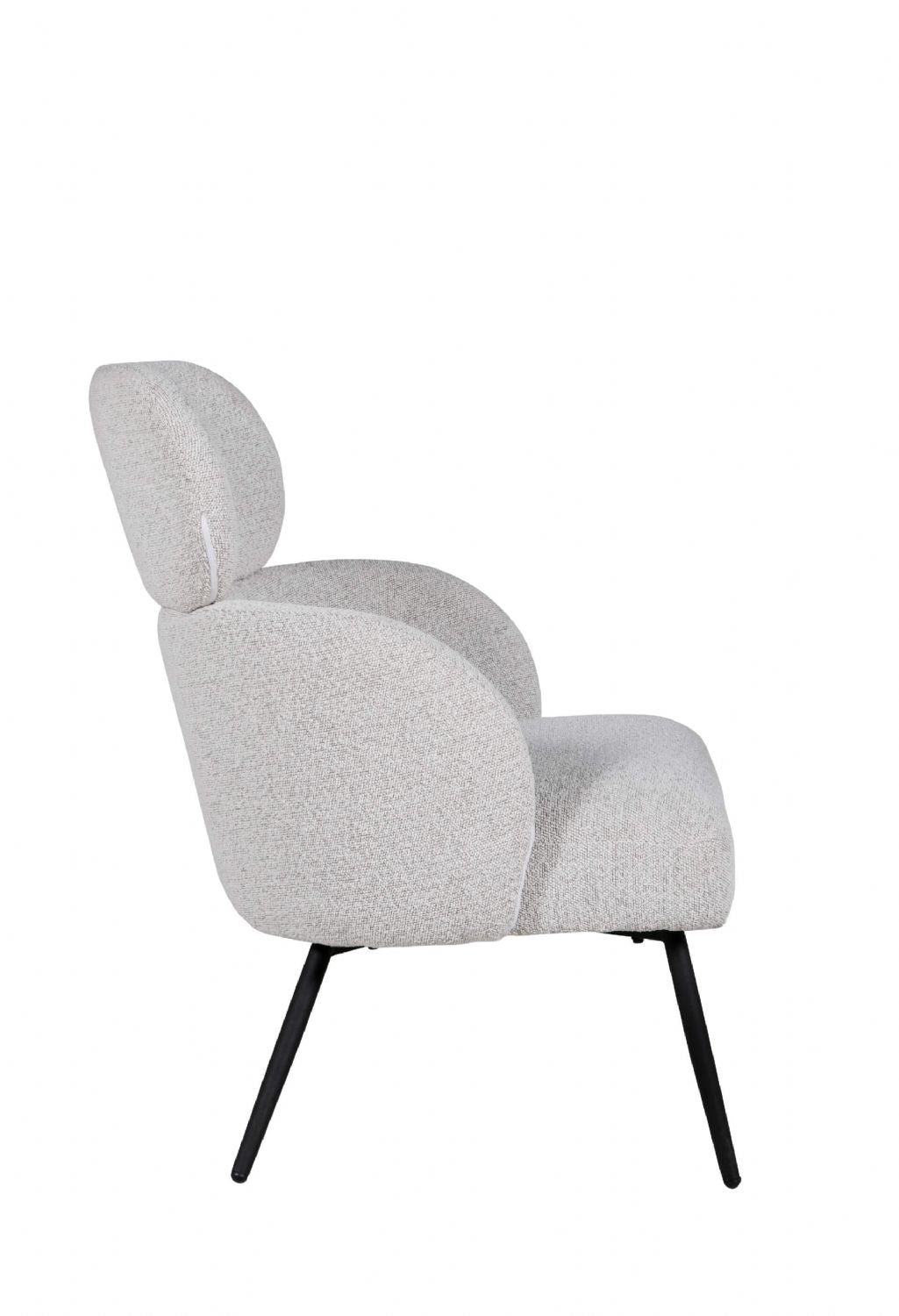 Ivory Boucle Fabric Accent Chair with Sleek Black Legs