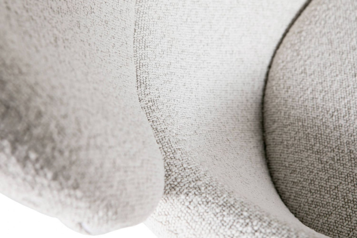 Ivory Boucle Fabric Accent Chair with Sleek Black Legs