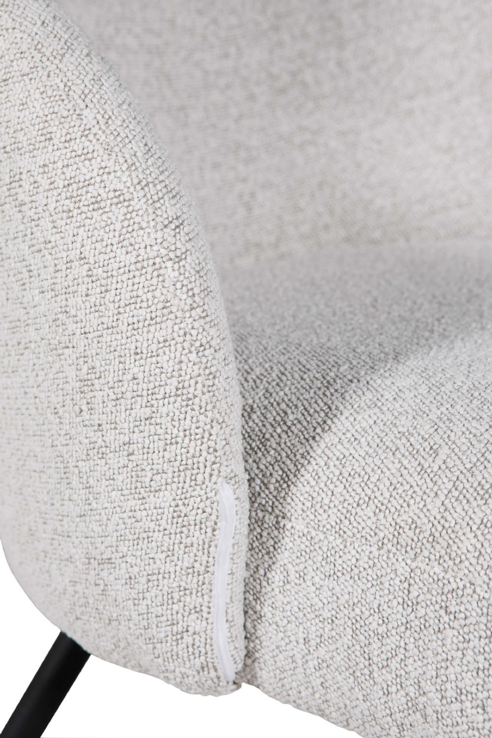 Ivory Boucle Fabric Accent Chair with Sleek Black Legs