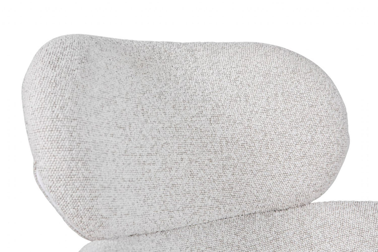 Ivory Boucle Fabric Accent Chair with Sleek Black Legs