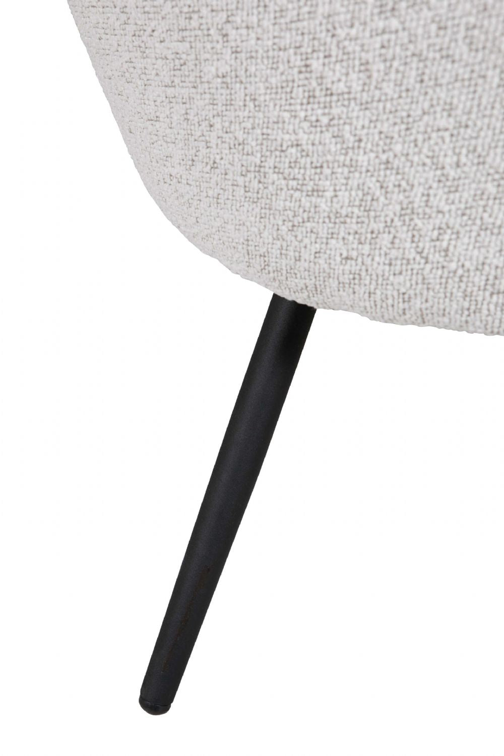 Ivory Boucle Fabric Accent Chair with Sleek Black Legs
