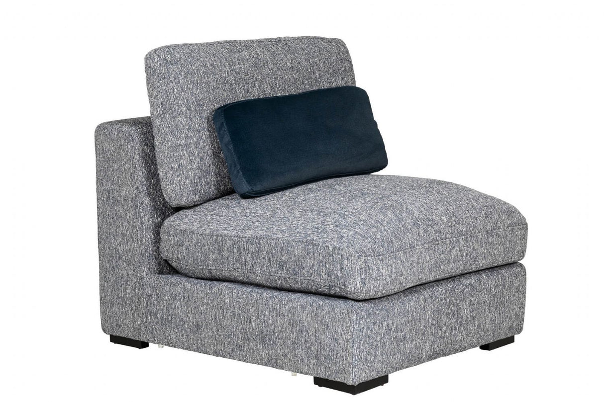 Blue Chenille Fabric Armless Sectional Modular Seat