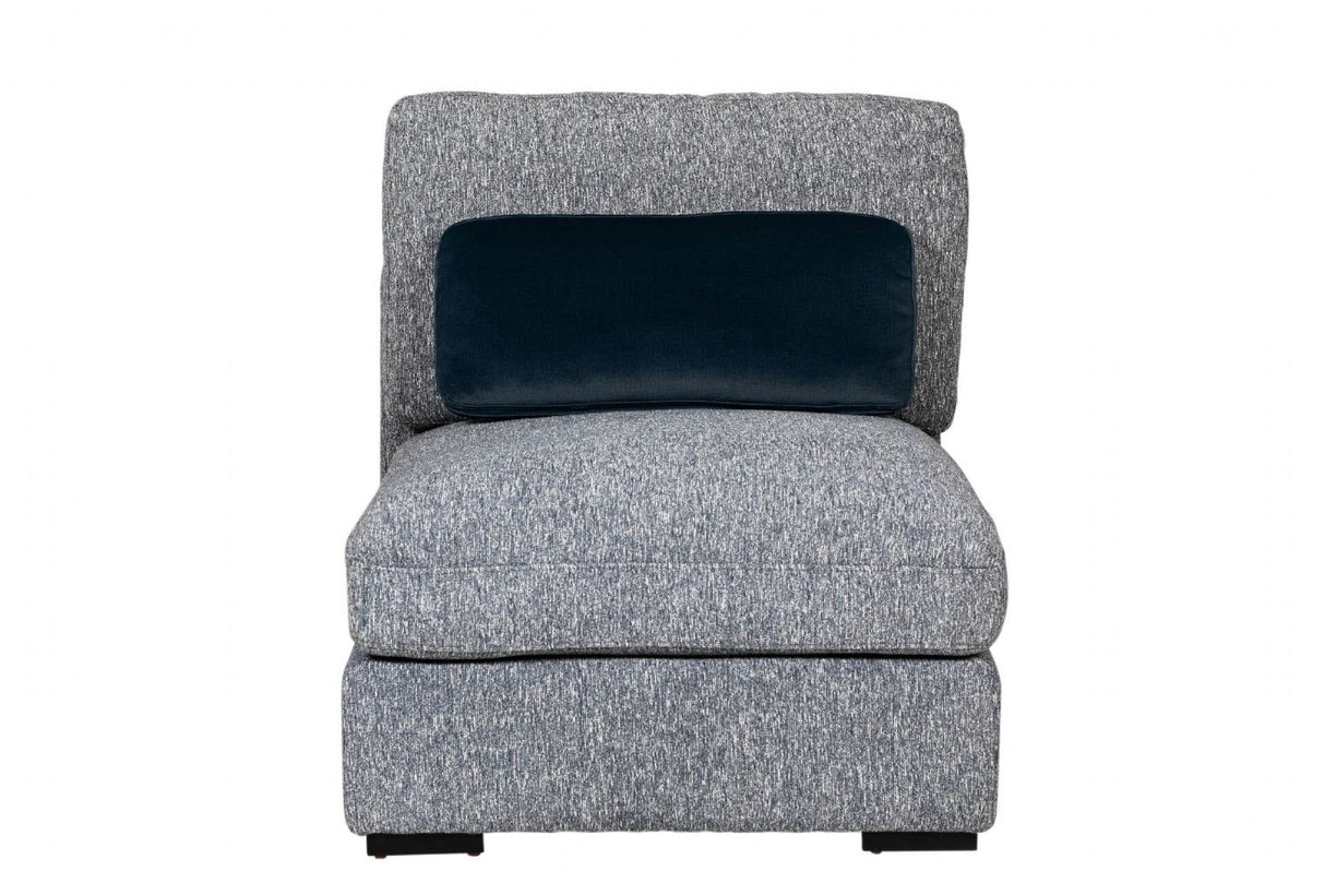 Blue Chenille Fabric Armless Sectional Modular Seat