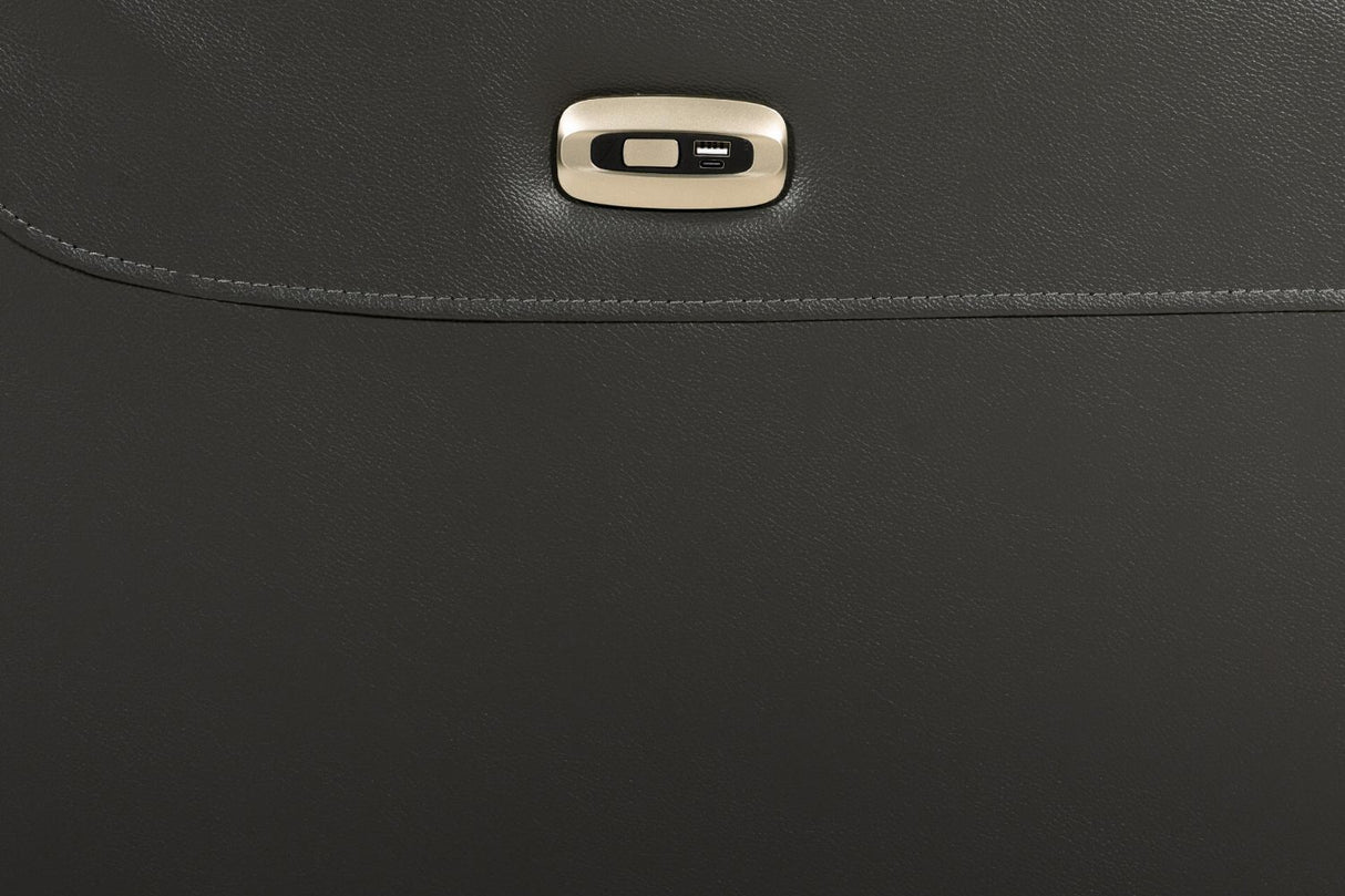 Dark Grey Leather 3 Seater Electric Recliner Sofa