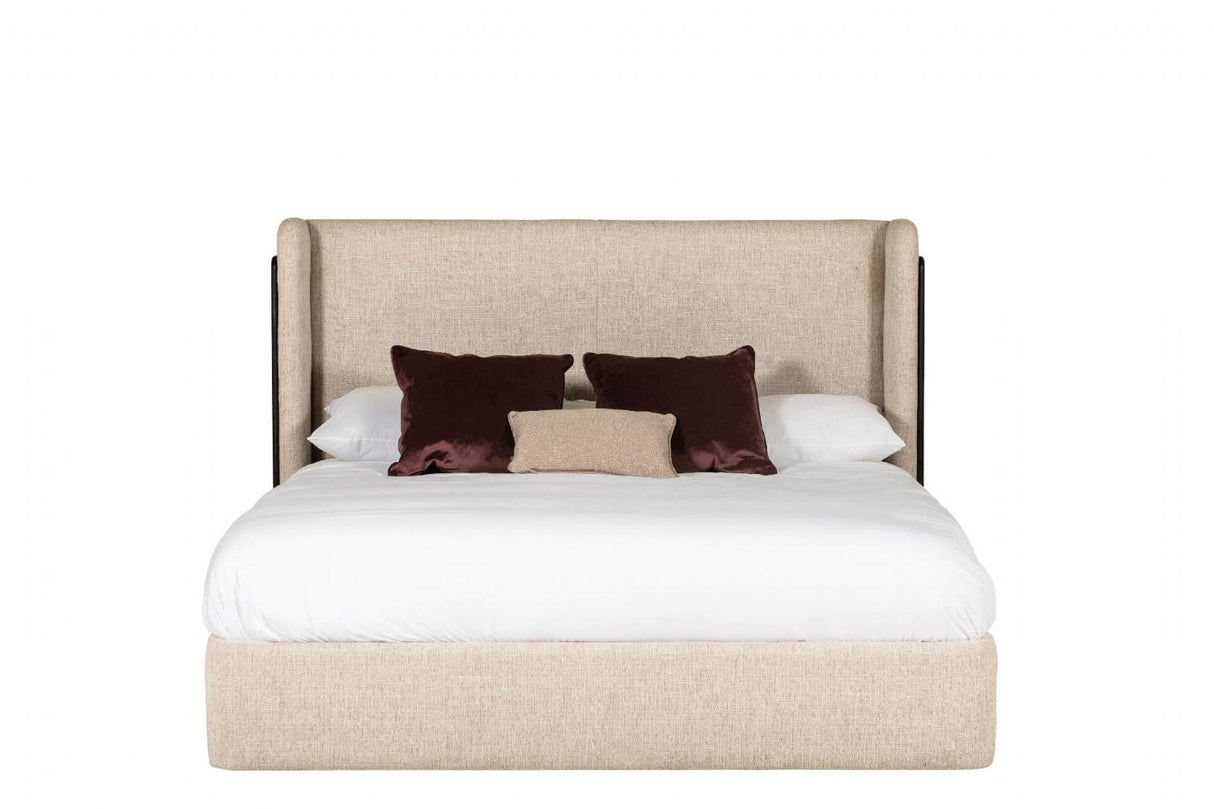 Ebony Trimmed Natural Fabric Super King Size Bed Frame