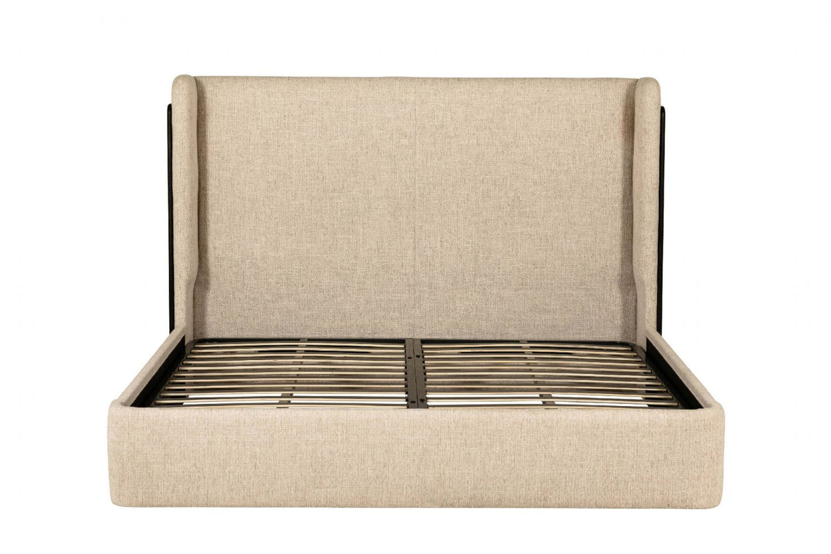 Ebony Trimmed Natural Fabric 5ft King Size Bed Frame