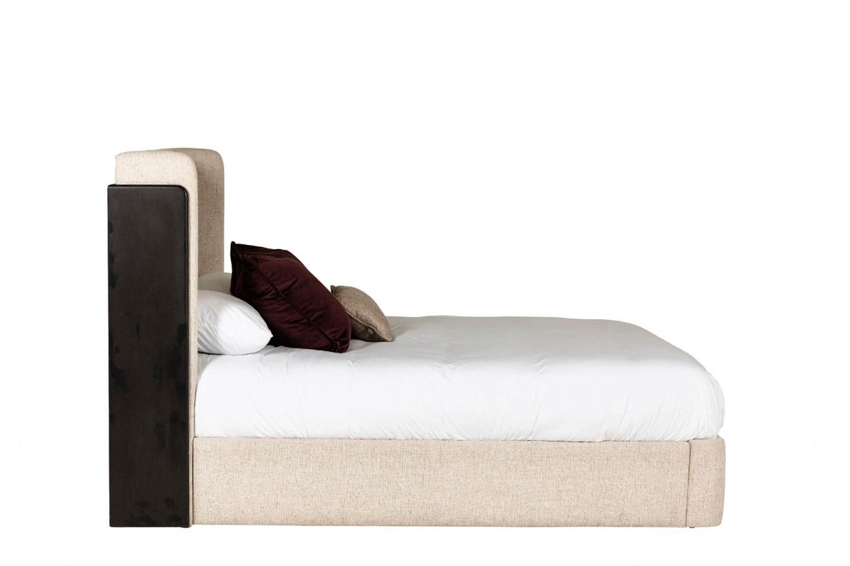 Ebony Trimmed Natural Fabric Super King Size Bed Frame