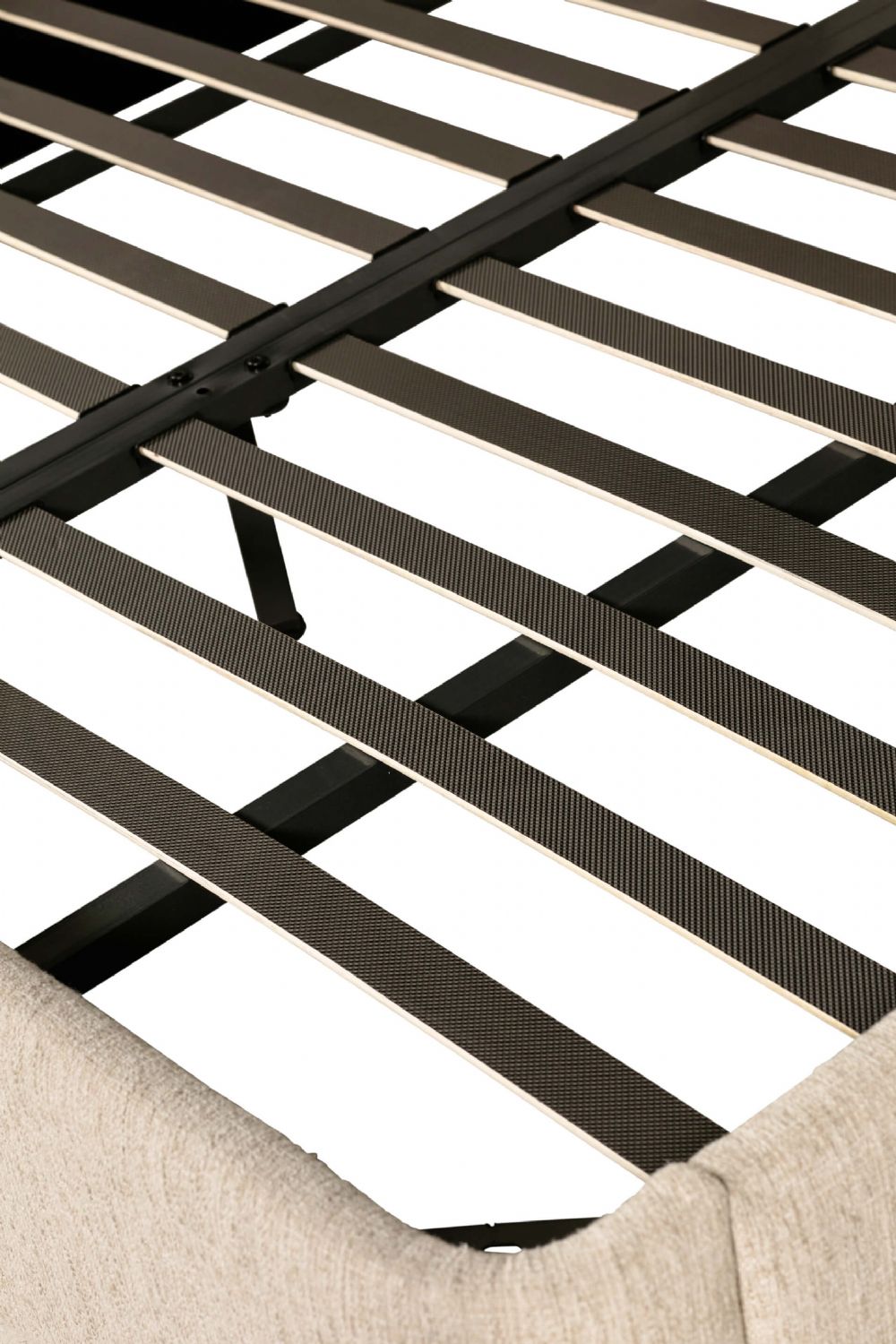 Ebony Trimmed Natural Fabric Super King Size Bed Frame