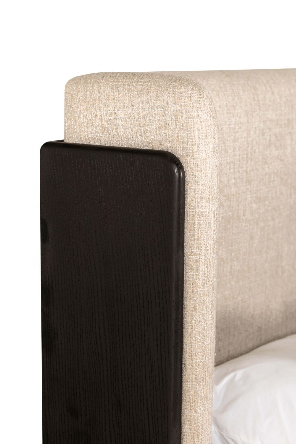 Ebony Trimmed Natural Fabric Super King Size Bed Frame