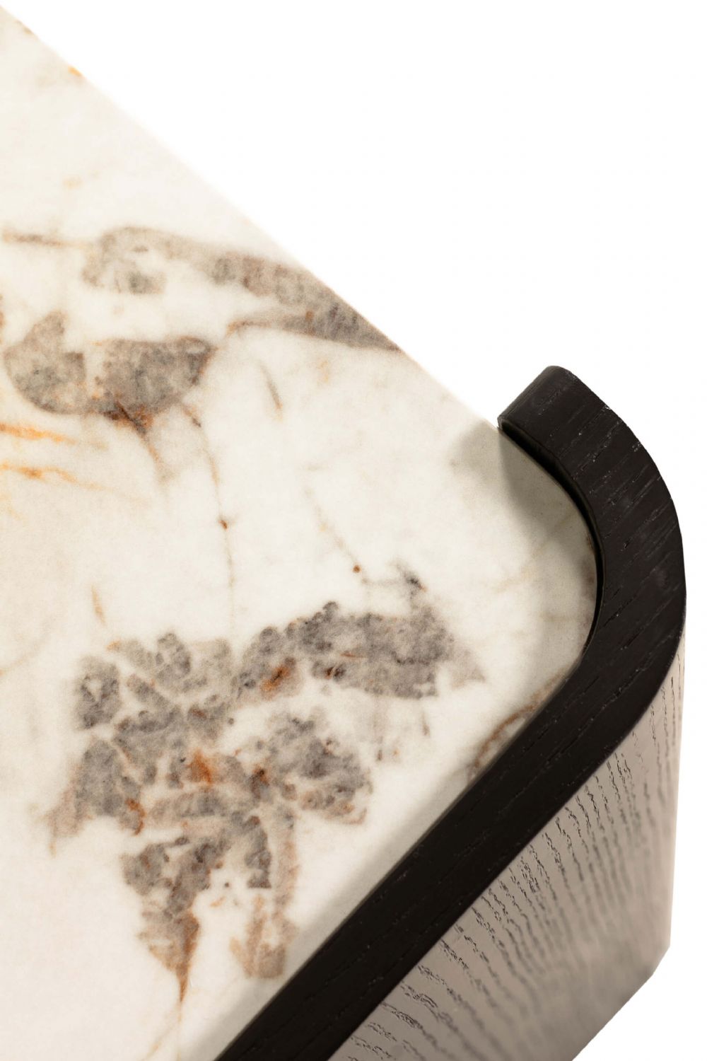 Ebony Wood 2 Drawer Bedside Table Cabinet Marble Effect Top