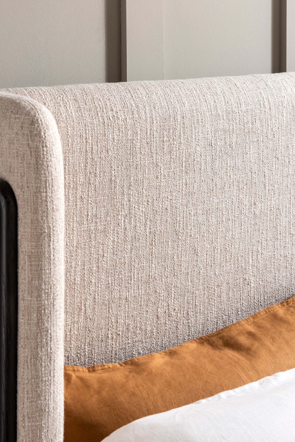 Ebony Trimmed Natural Fabric 5ft King Size Bed Frame