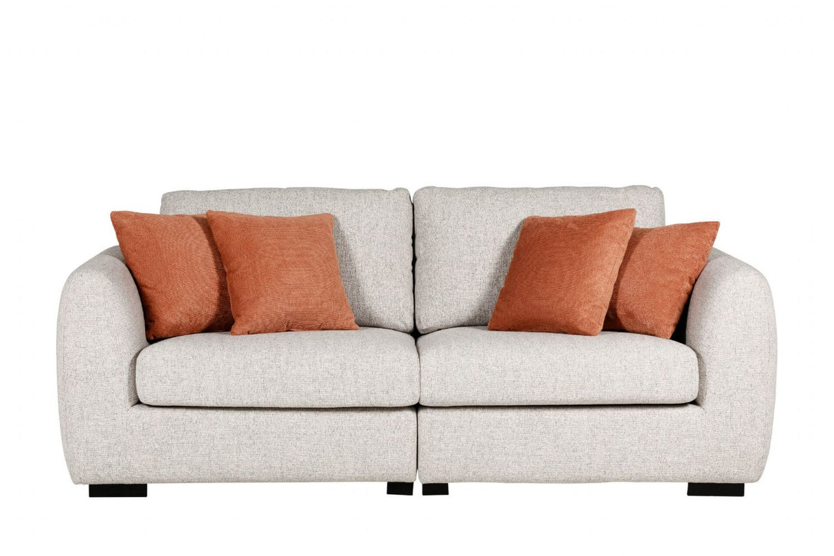 Natural Textured Fabric 4 Seater Standard Back Sofa
