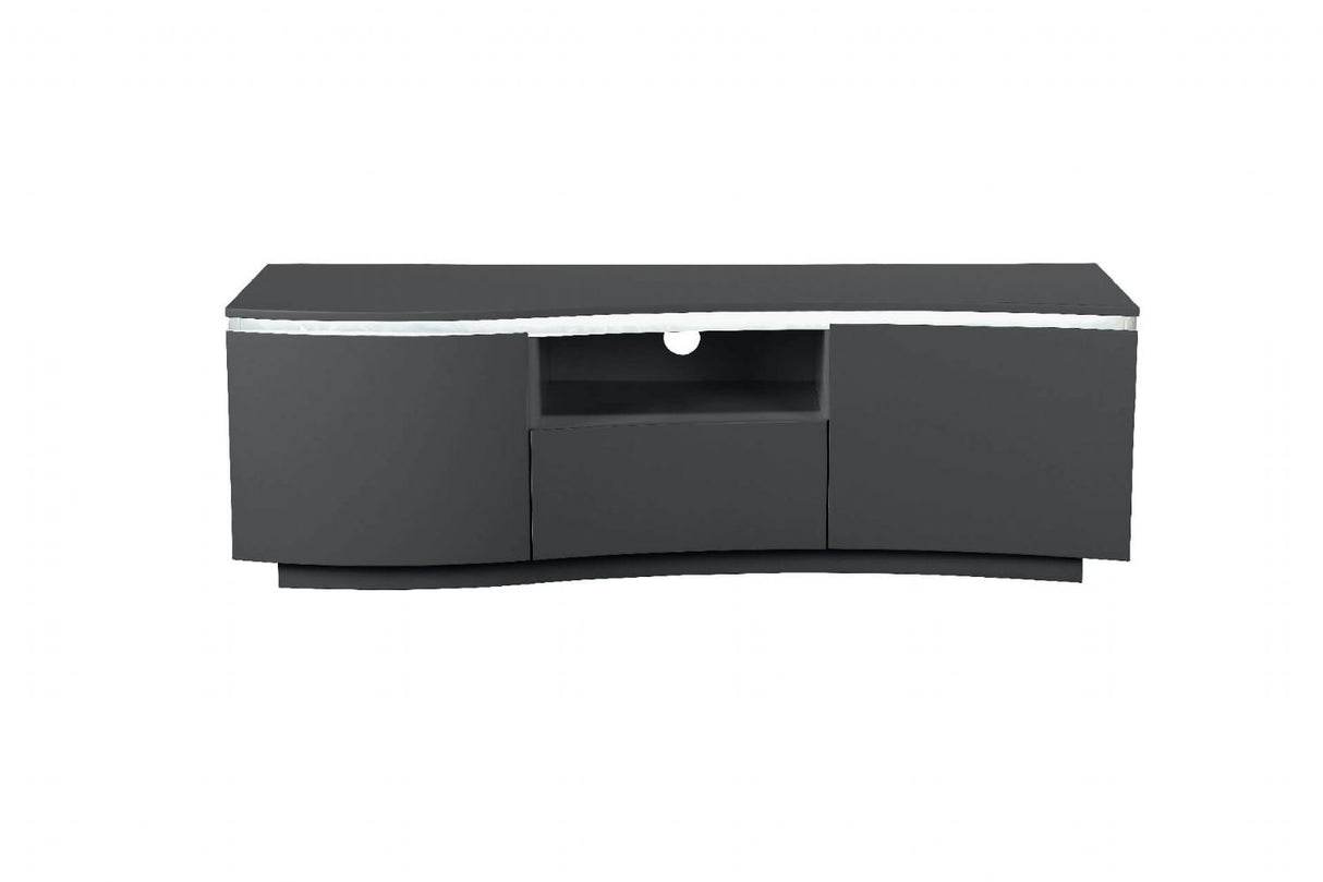 Charcoal Gloss Finish Wooden TV Media Cabinet with LED