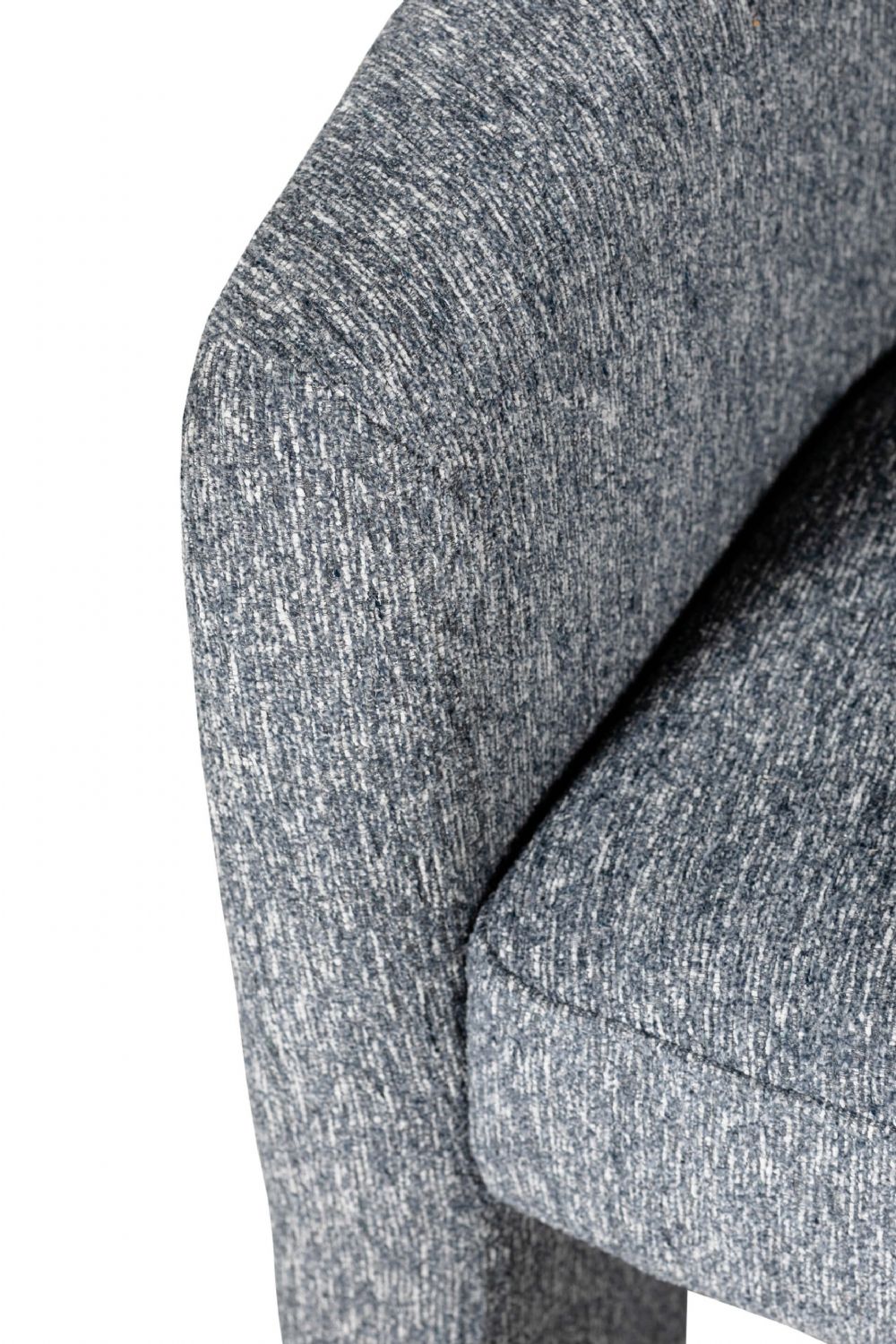 Blue Chenille Fabric Upholstered Curved Accent Chair