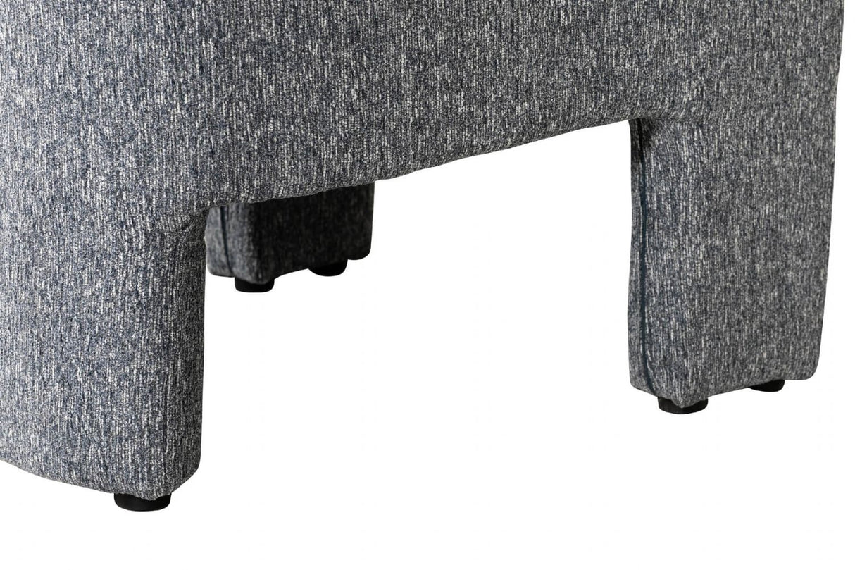 Blue Chenille Fabric Upholstered Curved Accent Chair