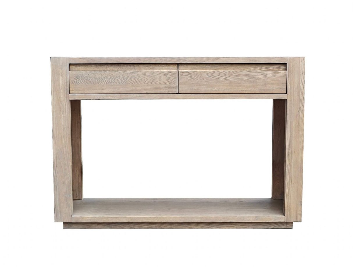 Smoked Oak Hallway Console Table with 2 Drawers