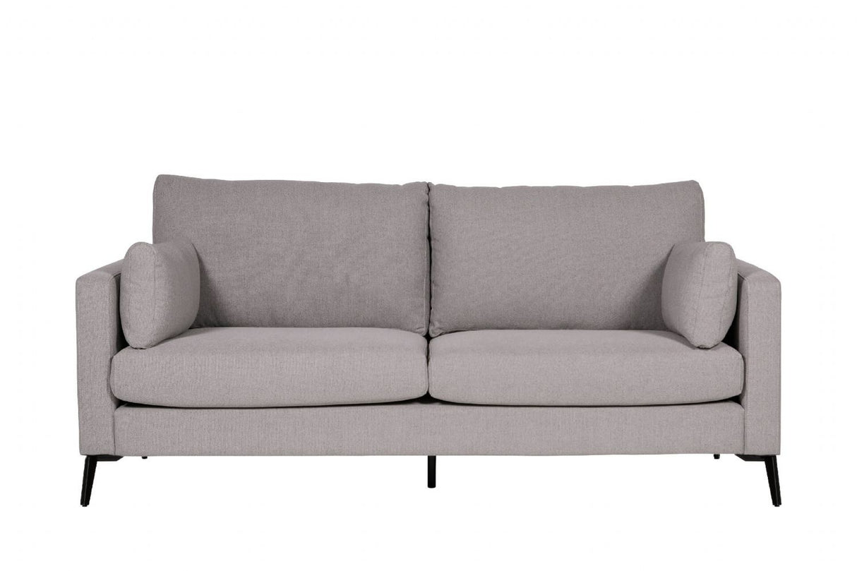 Grey Woven Fabric 3 Seater Sofa with Black Metal Legs