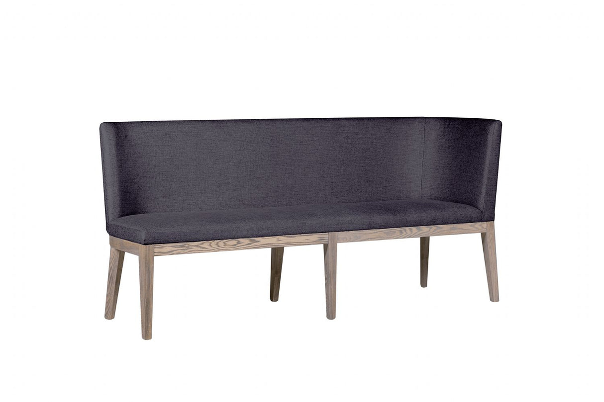 Dark Grey Fabric Long Corner Dining Bench with Oak Legs