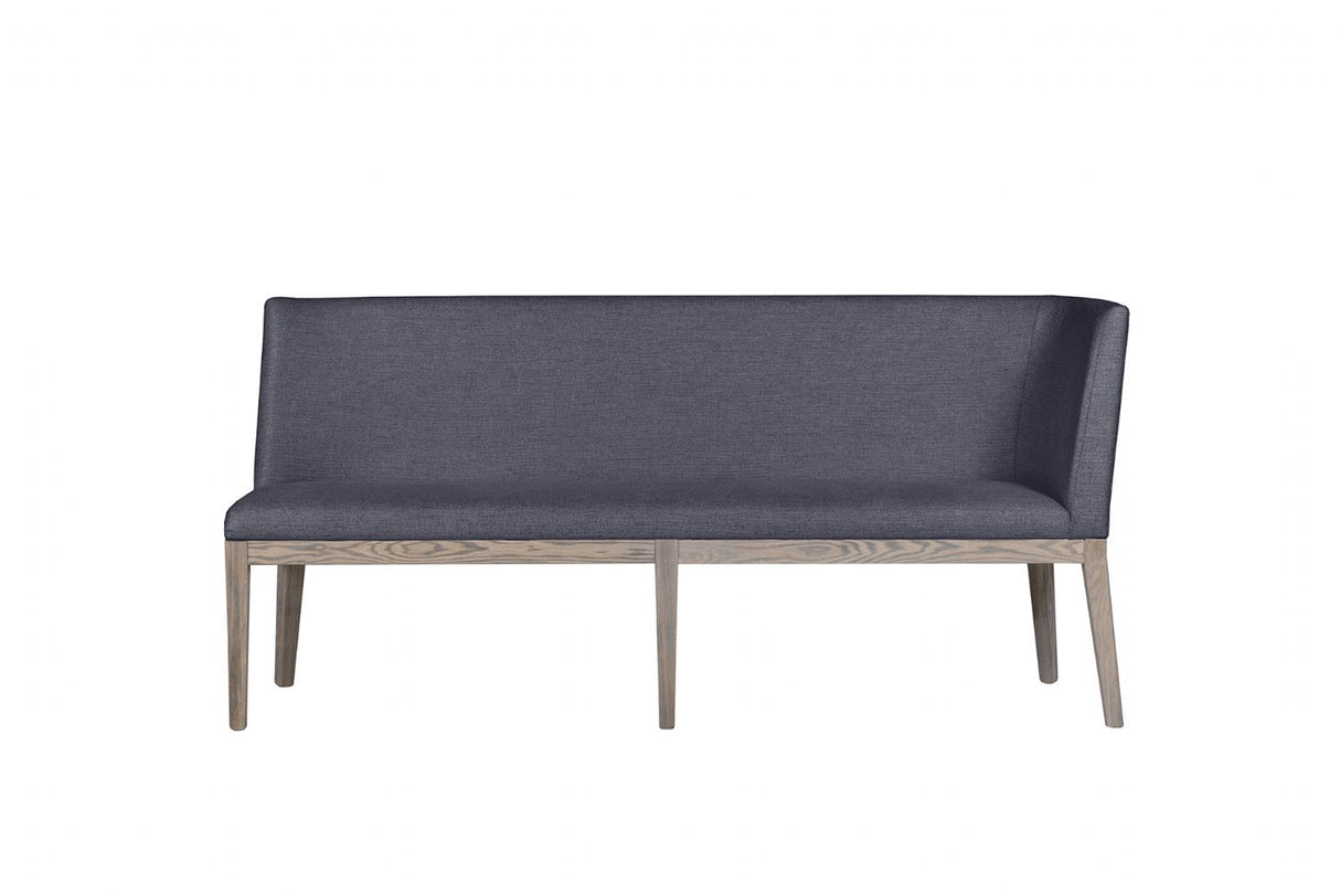 Dark Grey Fabric Long Corner Dining Bench with Oak Legs