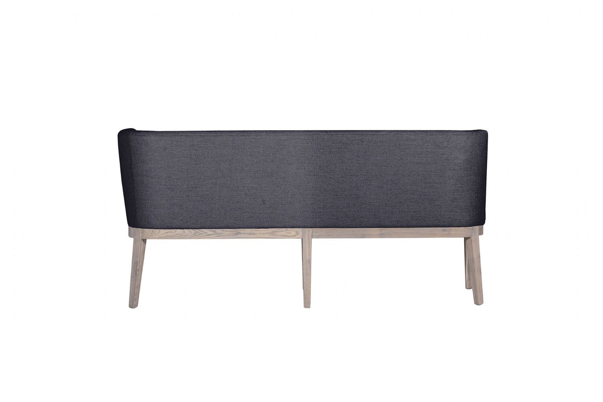 Dark Grey Fabric Long Corner Dining Bench with Oak Legs