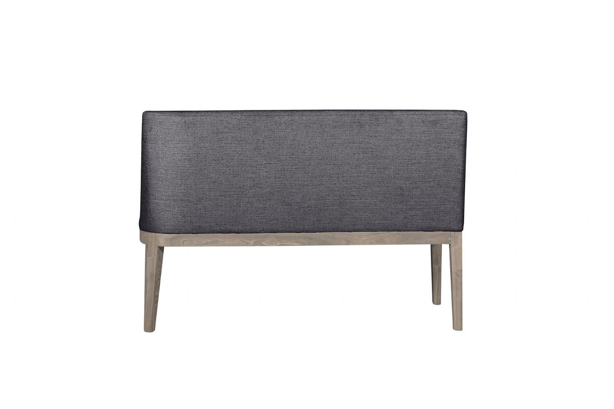 Dark Grey Fabric Short Dining Bench Solid Oak Legs